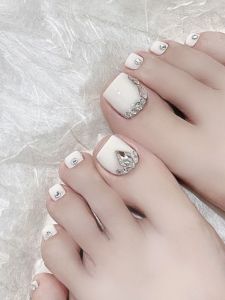 Pure White Rhinestone Nail Tips Wearable False Nails Sparkling Beauty Nail Stickers Detachable Cross-Border Nail Pieces