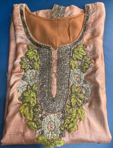 Brown Pure Silk Kurti Top with Earrings