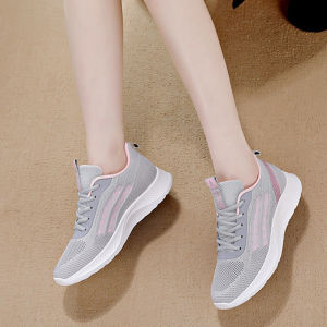 IELGY sports shoes womens flying woven soft bottom lightweight running breathable comfortable durable mother shoes