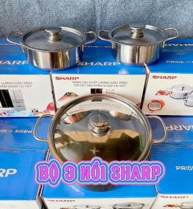 Bộ 3 Nồi Inox 1 Đáy Dùng Được Cho Bếp Điện Từ