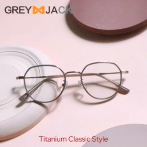 Grey Jack Frame Kacamata Model Kotak Bahan Titanium Fashion Unik Style Trandy Pria Wanita Bisa Minus 95030