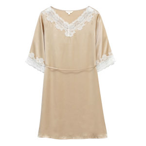 SHUCHOUFANG | Loose Solid Color French Style 100% Mulberry Silk Womens Nightgown Medium Length Summer
