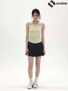 Lanwen | Slimming Polo Collar Sleeveless Sports Vest Yoga Top