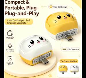 Cute Cat Type-C Fully Charged Smart Separator Auto Power-Off Overcharge Protection Fully Charged Power-off Adapter Accessories