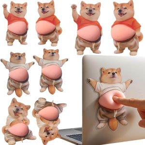 10pcs 3D Shiba Inu Stickers / Squeezeable 3D Soft Cute Belly Dog Sticker / Self-Adhesive Pinch Stickers / for Phone Case Notebook Scrapbooking DIY Decoration