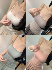 ถอดได้ มีฟองน้ำ สายคล้อง เสื้อกั๊ก สายรัดหน้าอกขยายด้านนอกที่เหนือกว่า นุ่ม สายคล้อง เสื้อกล้าม บราด้านใน ผู้หญิง ชุดกึ่งทางการ แขนสั้นสีทึบ