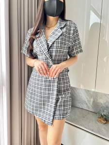 Set stelan rok celana katun tweed MV-7985