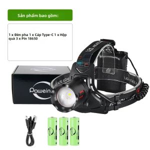 Đèn Pha LED Siêu Mạnh 28000000LM Tầm Chiếu Xa 4000M Pin Sạc 18650 Công Suất Cao Dùng Được 15 Giờ Cho Câu Cá Cắm Trại Săn Bắn