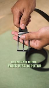 Ikat Pinggang Pria Kepala Putar Sabuk 2 Warna Timbal Balik Kulit Sapi Kasual Simple Kasual Keren Hitam Gesper Frame Cucuk Cokelat Branded Torino REVEN