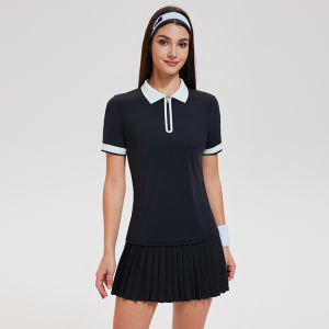 Coris Fitness Clothing Womens Short Sleeve Tennis Skirt Quick Dry Golf Sports Set Large Size Badminton Running Sportswear