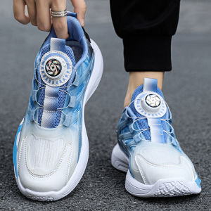 Puer Mens Running Shoes Spring Autumn Mesh Breathable Rotating Button Sports Shoes Student Casual Dad Trendy Sneakers