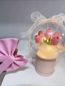 ช่อดอกไม้ทิวลิป DIY พร้อมกล่องสีชมพู/เหลือง ของขวัญวันเกิด/วันครบรอบ สำหรับทุกเทศกาล