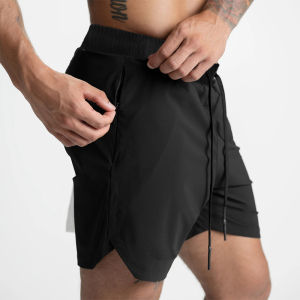 2024 New Mens Shorts Single-Layer Woven Quick Dry Solid Color Running Fitness Sports Casual American Fifth Pants Comfortable