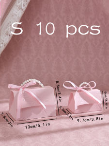 Bộ 10 Hộp Quà Tặng Hoa Văn Nổi Nhiều Màu Sắc Kèm Ruy Băng Satin & Tay Cầm Ngọc Trai Giả Dành Cho Mọi Dịp - Đám Cưới Sinh Nhật Giáng Sinh