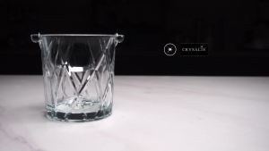 CRYALIS Elegance 1000ml Lead-Free Crystal Ice Bucket with Stainless Steel Handle and Tong Set