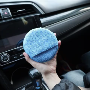5Pcs Car Waxing Polish Sponges Soft Microfiber Round Pocket Foam Sponges Car Cleaning Tools