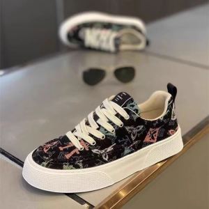 Low-Top Mens Canvas Shoes Summer 2024 New Style Printed Sporty Thick Bottom Casual Trendy Shoes Breathable Mesh Lining Rubber Sole