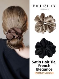 BILLI ZILLY | French Satin Scrunchie Black