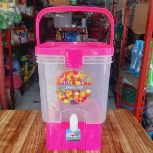 Dispenser plastik air minum besar 21 liter / wadah jual minuman kran / toples kran milk sake / barel / water dispenser / galon kran / tempat es teh sirup / teko kran / botol es