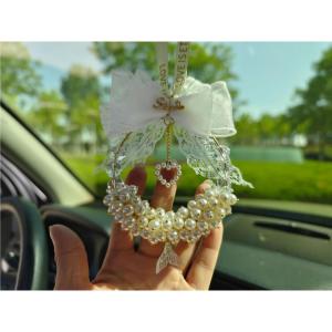 Pearl Fish Tail Car Decorative Pendant Stylish Rearview Mirror Charm