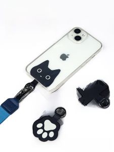 Ekax Fun Cat Mobile Phone Hanging Piece Ultra-Thin Solid Phone Lanyard Clip Halterneck Crossbody Wrist Strap Gasket