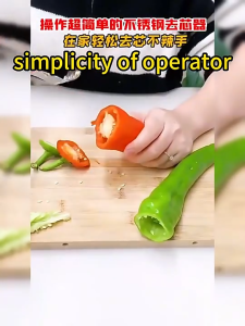 Alat Pembuang Biji Cili Pembuang Biji Cili Peria Lada Chili Seed Remover Stainless Steel Cutter Vegetable Chili Pepper Core Removal 青椒去籽 辣椒去籽器
