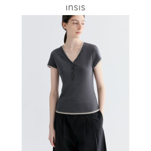 INSIS FEMME | Tencel Wool Summer Single Button V-Neck Faux Two-Piece Set
