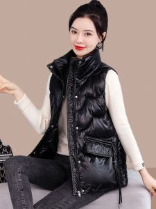 Ladies down Cotton Vest Womens Outerwear 2024 Autumn Winter New Style Fashionable Casual Zipper Pocket Cotton Vest