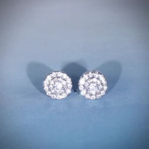 Huitan Micro Paved CZ Round Shaped Stud Earrings for Women Simple Delicate Earrings Fashion Versatile Female Jewelry Wholesale