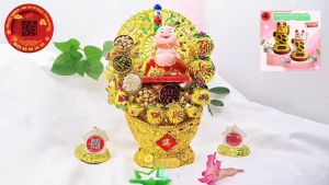 Tháp tỏi tài lộc thần tài Di lặc năng lượng mẫu vip có đèn - TỎI CÁT TƯỜNG