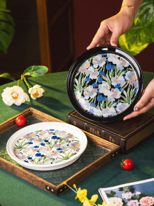 Đĩa Trang Trí Bằng Gốm Sứ Họa Tiết Hoa Chuông Gió Đĩa Trang Trí Ăn Uống Đĩa Trang Trí Tròn Sâu Đĩa Trang Trí Ngọt Ngào Đồ Dùng Ăn Uống