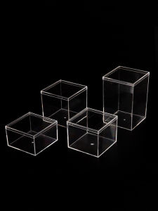 Food Grade Transparent Acrylic Box with Lid for Festival Gifts Wedding Celebration Candy Biscuit Packaging Square Plastic Box