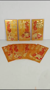 Large Gold Glitter Angpao 6pcs a Pack-Traditional Chinese Design and Lucky Symbols