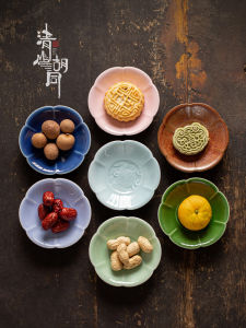 Chinese Style Dessert Plate One Year Old Engagement Wedding Tea Time Snack Plate Fruit Bowl Ceramic Material Versatile Use