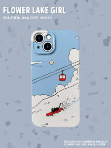 Tano ~ Skiing Little Black Cat Feilin for Iphone15/14promax Phone Case Opporeno8 Creative Vivox90 Niche Style Iqooneo7 Huawei Nova11 Glory 90 Xiaomi 14