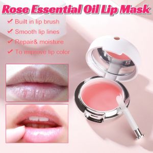 Rose Essential Oil Lip Mask Hydrating Moisturizing Exfoliating Lip Balm Repair Anti-Dry Nourishing Lipstick Lip Care