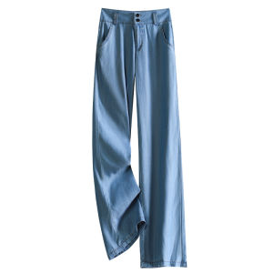 TUOYUN | Lace Cotton Womens Summer Thin Ice Silk Pants High Waist Vintage Style Narrow Version Wide Leg Straight Tube Pants