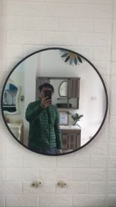 Gương treo phòng tắm Groves tròn viền đen Gtd-D600 mm