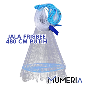 Jala Jaring Lempar Frisbee 480 CM Benang Monofilamen Putih Mesh Pancing Penangkap Perangkap Ikan Udang Kepiting Piring Bulat Fishing Throw Net Cage