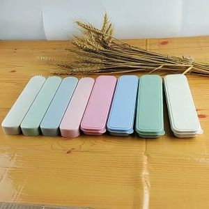 Bộ 3 Món Đũa Thìa Nĩa Làm Từ Thân Lúa Mạch Kèm Hộp An Toàn Bảo Vệ Môi Trường - Hộp 3 Món Muỗng Đũa  Dĩa Mang Du Lịch  Màu Pastel Tiện Lợi