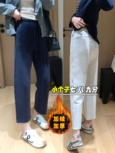 Gray Fleece Lined Casual Straight Leg Sweatpants Womens plus Size High Waist Elastic Waistband Sporty Comfortable Trousers