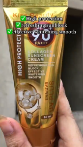 Kiss Beauty Sunscreen Cream SPF90 PA+++ 60ml uv plus high protection skintone cream new collagen