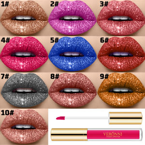 Sparkling Glitter Lip Gloss-Moisturizing Diamond Lip GlossMatte Pearlescent Fine Sparkling Lipstick Makeup for All Skin Types