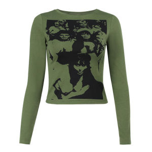 เสื้อฮู้ดผู้หญิงแขนยาวพิมพ์ลายสัตว์ ทรงสลิมฟิต สไตล์สตรีท คอกลม เส้นใยโพลีเอสเตอร์ ฤดูใบไม้ผลิ 2023