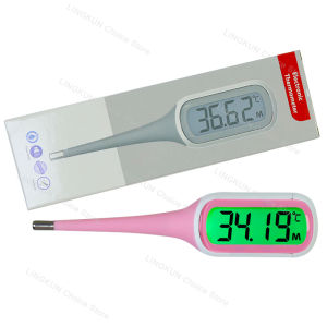 Silicone 9 Seconds Digital Basal Thermometer for Adults Kids - Accurate Oral Thermometer with Fever Alarm for Baby Large Display