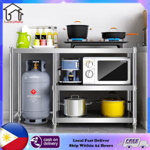 【COD&Local】Kitchen Shelf Gas Stove Bench Kitchen Organizer Home Kitchen Storage Rack 304 Stainless Steel Heavy Duty Cooking Console Storage Rack