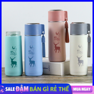 Bình Nước Thủy Tinh In Hình Hươu Sao Dung Tích 450ml - Bình Đựng Nước Cao Cấp - Chai Đựng Nước Chai Thủy Tinh Bình Nước Cho Bé - Bình Nước Thể Thao