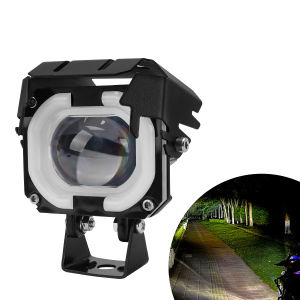 KEVANLY | 1/2Pcs Motorcycle LED Spotlight White Yellow High/Low Beam RGB Angel Eyes Aperture Motorcycle Driving External Headlight