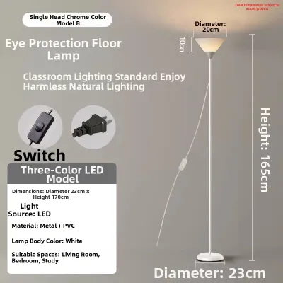 Standing Led Floor Lamp Adjustable Brightness Remote Control Bedside Living Room Bedroom Study Creative Warm Modern Iron Lampshade