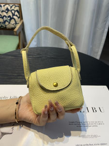 F First Layer Cowhide Fashion Small Bag Earphone Folding Mobile Phone Bag Portable Genuine Leather Coin Purse Womens Lipstick Key Storage
